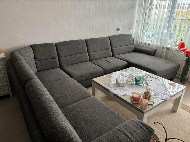 U-vormige woonkamerbank – 331 cm x 249cm, Huis en Inrichting, Banken | Complete zithoeken, Gebruikt, Stof, Ophalen