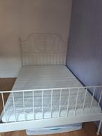 Ikea Leirvik bedframe incl. 2 Luroy lattenbodems, Huis en Inrichting, Slaapkamer | Bedden, Ophalen, Wit, Tweepersoons, 140 cm