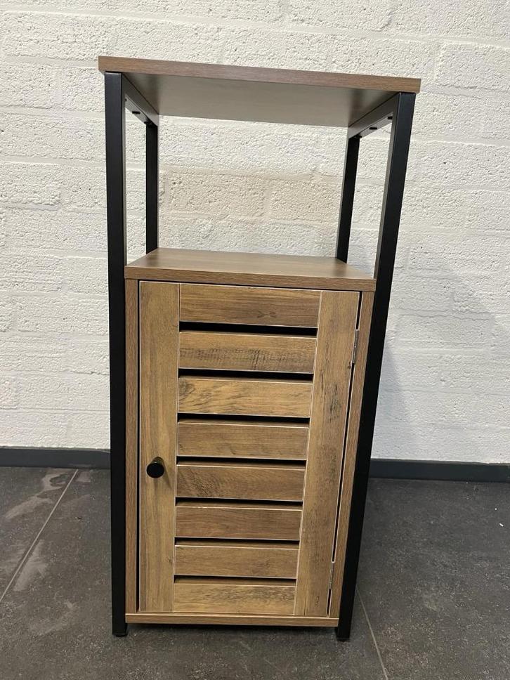 Nachtkastje Lana, zwart/ eiken, extra hoog voor boxspring, Huis en Inrichting, Slaapkamer | Nachtkastjes, Nieuw, 70 cm of meer