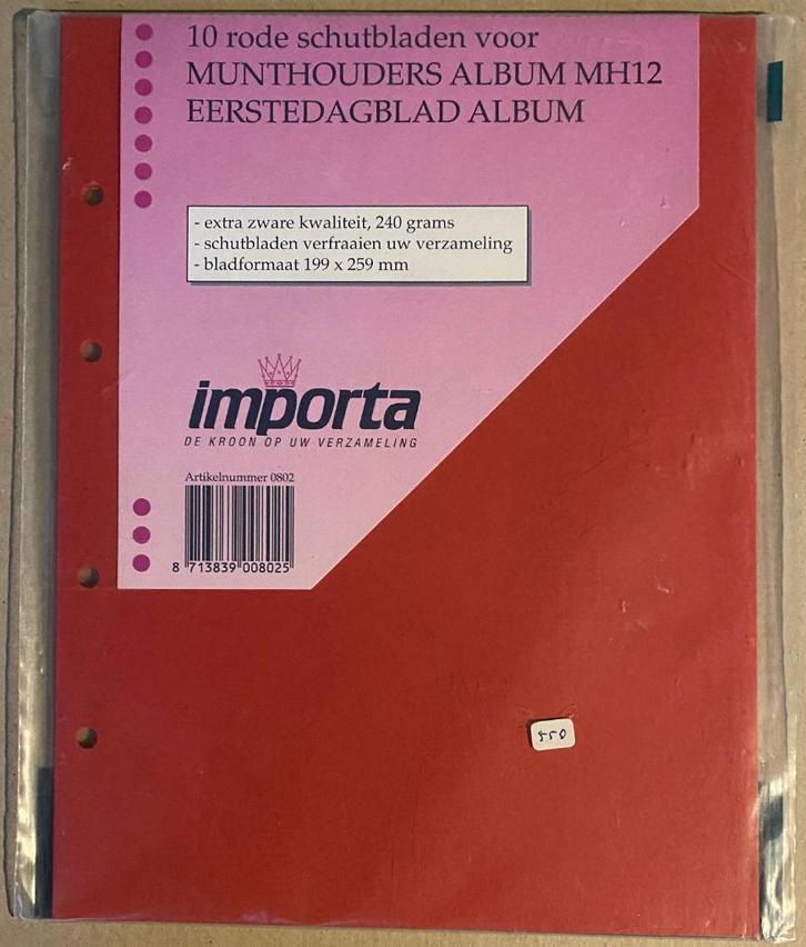 Importa 10 rode schutbladen voor diverse munten/postz albums, Postzegels en Munten, Munten en Bankbiljetten | Toebehoren, Verzamelmap