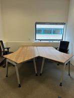 6 Houten bureaus met stalen poten, Ophalen of Verzenden, Gebruikt, Bureau