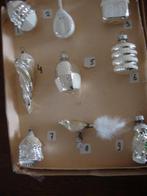 9 zilverkleurige kerstballen van glas, vintage., Ophalen, Zo goed als nieuw