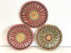 Set van 3 ronde retro rieten onderzetters, Verzamelen, Ophalen of Verzenden, Huis en Inrichting