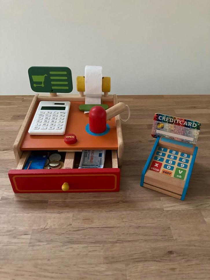 Houten Speelgoed Kassa, Kinderen en Baby's, Speelgoed | Babyspeelgoed, Gebruikt, Overige typen, Ophalen of Verzenden