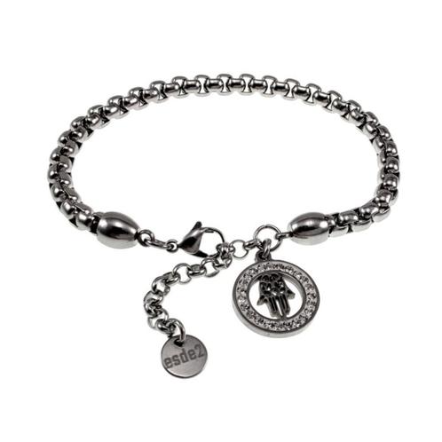 Hand van Fatima Armband Dames Zilverkleurig RVS Jasseron, Sieraden, Tassen en Uiterlijk, Armbanden, Nieuw, Staal, Zilver, Met kristal