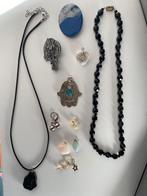 11 vintage sieraden Ketting Hanger Broche Oorbel rozen zwart, Sieraden, Tassen en Uiterlijk, Kettingen, Overige materialen, Zwart