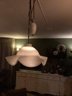 Mooie lamp met oude katrol, Huis en Inrichting, Lampen | Hanglampen, Gebruikt, Klassiek !, Ophalen of Verzenden, 75 cm of meer