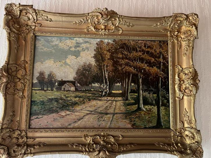 Schilderij Landschap met Boerderij, Antiek en Kunst, Kunst | Schilderijen | Klassiek, Ophalen