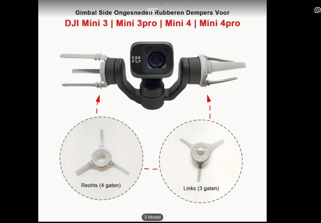 DJI Mini/Pro Gimbal Demping Rubbers - Nieuw, Cameradrone, Nieuw, Minder dan 250 gram, 15 tot 30 minuten