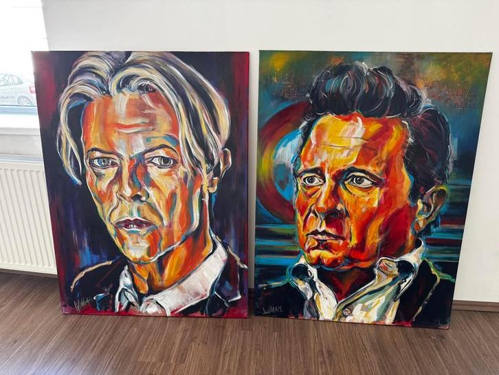 Schilderij David Bowie en Johnny Cash, Antiek en Kunst, Kunst | Schilderijen | Abstract, Ophalen