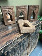 Spiegel Indiase houtsnijwerk India massief oosters, Minder dan 50 cm, Nieuw, Ophalen of Verzenden, https://verburgtvintage.nl/#contact