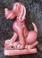 Vintage art deco Roze Keramische Hond Beeldje, Antiek en Kunst, Ophalen of Verzenden