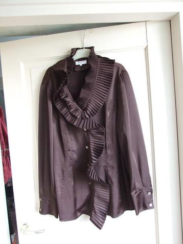 Zucchero zgan bruine roezelblouse lange mouw maat 44 beschikbaar voor biedingen