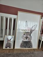 Rodalm lijsten met mooie konijnenprints!, Huis en Inrichting, Woonaccessoires | Lijsten, Ophalen, Zo goed als nieuw, 75 cm of meer