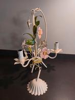 Franse brocante metalen hanglamp bloemen, Huis en Inrichting, Ophalen of Verzenden, Gebruikt