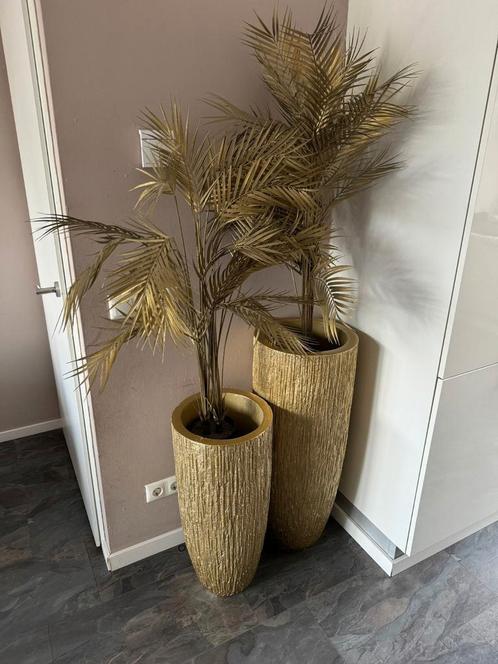 gouden vazen incl. palmbomen, Huis en Inrichting, Woonaccessoires | Kunstplanten en Kunstbloemen, Gebruikt, Ophalen of Verzenden