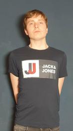 Zwarte T Shirt Maat M van Jack & And Jones met Logo Print, Maat 48/50 (M), Zwart, Ophalen of Verzenden, Zo goed als nieuw