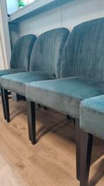 Groene Velvet Eetkamer stoelen - Set van 4, Hout, Gebruikt, Overige kleuren, Ophalen of Verzenden
