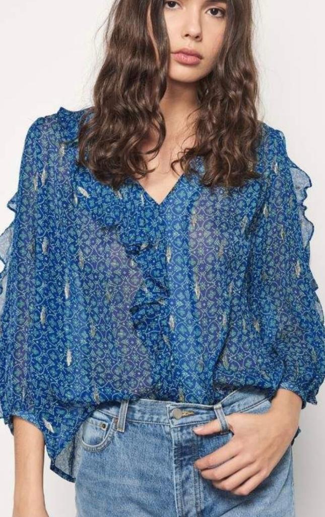 Bash zijde blouse koningsblauw, Kleding | Dames, Blouses en Tunieken, Zo goed als nieuw, Maat 36 (S), Blauw, Ophalen of Verzenden