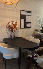 Organische eettafel zwart mangohout, Ophalen, Zo goed als nieuw, Rond, 50 tot 100 cm