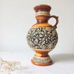 Vintage west germany vaas bruin zwart beige Walter Becht, Ophalen of Verzenden, Overige kleuren, Aardewerk of Porselein, Minder dan 50 cm