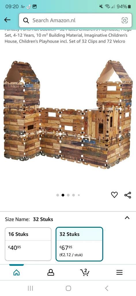 Fantasie Fort Bouwset - 32 stuks, Kinderen en Baby's, Speelgoed | Buiten | Speelhuisjes, Gebruikt, Overige materialen, Ophalen