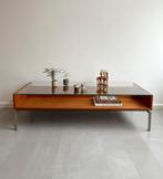 Vintage teakhouten salontafel, glazen blad, jaren 60, Ophalen, Gebruikt, 100 tot 150 cm, Sixties, retro, jaren 60, midcentury
