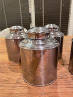 Vijf metalen theeblikjes, Verzamelen, Blikken, Ophalen of Verzenden, Zo goed als nieuw, Thee