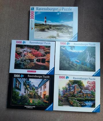 5 Ravensburger Puzzels - 1000 Stukjes beschikbaar voor biedingen