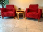 2 rode stoeltjes / fauteuils, Huis en Inrichting, Stoelen, Ophalen, Gebruikt, Twee, Stof