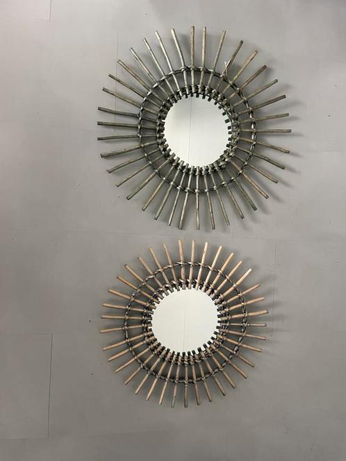 Rotan spiegel, 66cm en 55 cm., Huis en Inrichting, Woonaccessoires | Spiegels, Nieuw, 50 tot 75 cm, Minder dan 100 cm, Rond, Ophalen