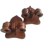 Vintage / Antieke houten Wandkandelaars Set van 2 2901, Huis en Inrichting, Woonaccessoires | Kandelaars en Kaarsen, Minder dan 25 cm