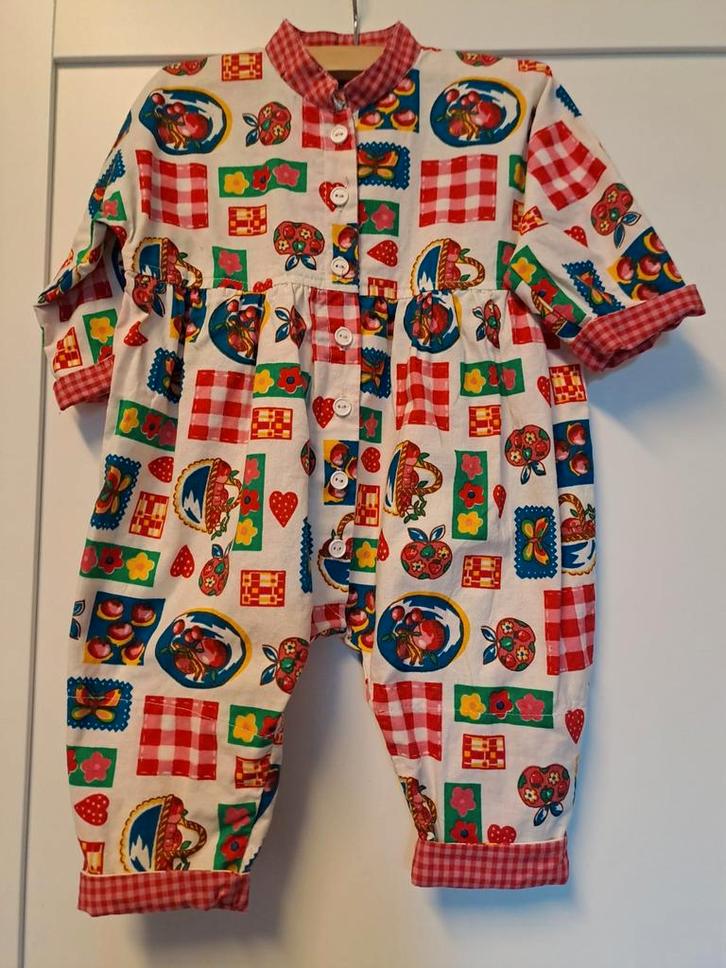 Vintage Baby Romper - Fruit en Gingham Print, Kinderen en Baby's, Babykleding | Maat 50, Gebruikt, Jongetje of Meisje, Pakje, Verzenden