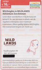 WILDnights in WILDLANDS Adventure Zoo Emmen Entree € 16,- pp, Tickets en Kaartjes, Recreatie | Dierentuinen, Drie personen of meer