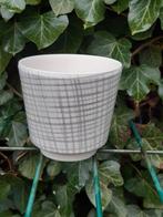 Vintage grijs geruite bloempot Frankton Tegelen, Rond, Ophalen of Verzenden, Aardewerk, Minder dan 40 cm