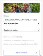 2 tickets Wildlands Emmen, Tickets en Kaartjes, Twee personen, Ticket of Toegangskaart