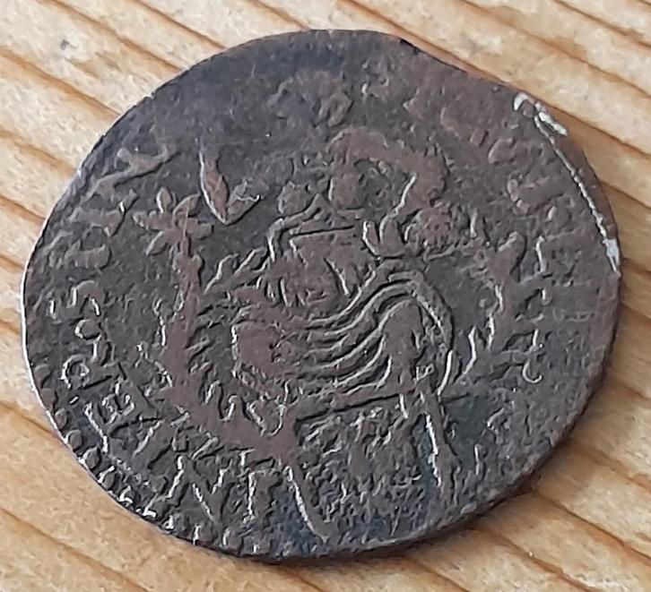 duit Arnhem 1596-1598 zj, Postzegels en Munten, Munten | Nederland, Losse munt, Overige waardes, Vóór koninkrijk, Ophalen of Verzenden