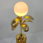 Tafellamp palmlamp mid century goud verguld 70s, Ophalen of Verzenden, Gebruikt, Glas, Minder dan 50 cm