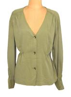 NIEUWE NA-KD V-Cut Button Up blouse, blousetop, green, Mt. L, Nieuw, Groen, Maat 42/44 (L), NA-KD