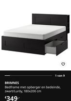 Ikea Brimnes bed 180x200, Ophalen, Zwart, Tweepersoons, Zo goed als nieuw