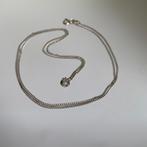 vintage witgouden collier met chaton hanger, Sieraden, Tassen en Uiterlijk, Kettingen, Wit, Ophalen of Verzenden, Zo goed als nieuw