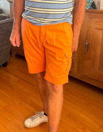NZA korte broek, cargo, maat M/32, als nieuw, oranje beschikbaar voor biedingen