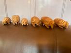 Set van 6 handgesneden houten dieren, Antiek en Kunst, Ophalen