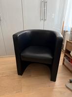 Zwart leren fauteuiltje, Ophalen of Verzenden, Zo goed als nieuw