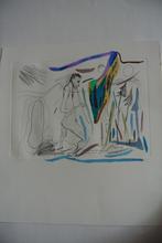 john van t slot litho met aquarel, Antiek en Kunst, Ophalen of Verzenden