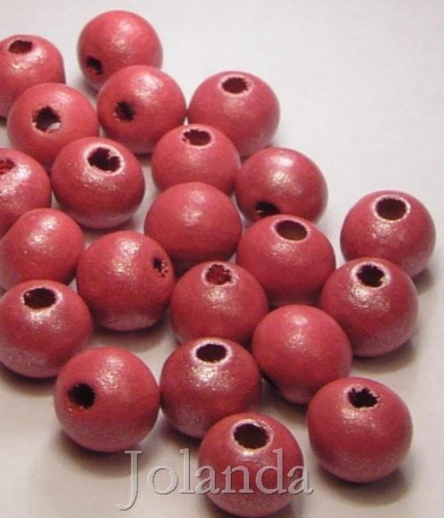 0239 Partij Donker Cyclaam Roze Houten Kralen (8 mm), Hobby en Vrije tijd, Kralen en Sieraden maken, Nieuw, Kraal, Verzenden