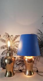 Staande lamp goudkleurig met blauwe kap, Ophalen, Gebruikt, 150 tot 200 cm