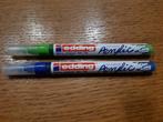 Edding acrylmarkers e5300 fijne punt. Geelgroen en gentiaan, Ophalen of Verzenden, Zo goed als nieuw, Potlood of Stift