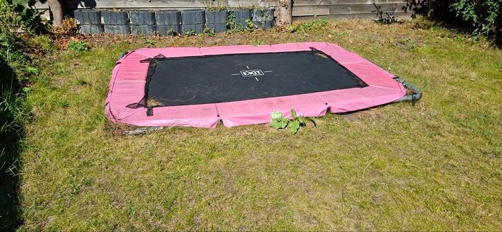 exit toys inground trampoline 214x305, Kinderen en Baby's, Speelgoed | Buiten | Trampolines, Gebruikt, Ophalen