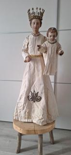 Prachtige hele oude staakmadonna Moeder met Kind, Antiek en Kunst, Antiek | Religie, Ophalen